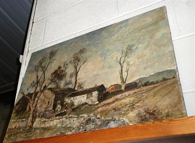 Lot 519 - Oliver Hall, oil on canvas, Dales cottage in a landscape