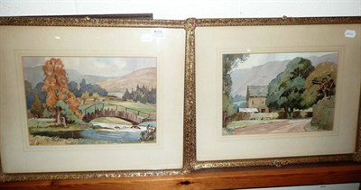 Lot 525 - Pair of gilt-framed watercolour landscapes