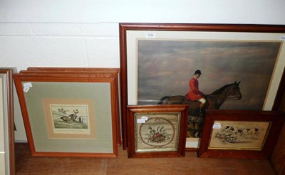 Lot 526 - After Munnings - Major Bouch with the Belvoir Hounds, colour print. A set of four hunting...