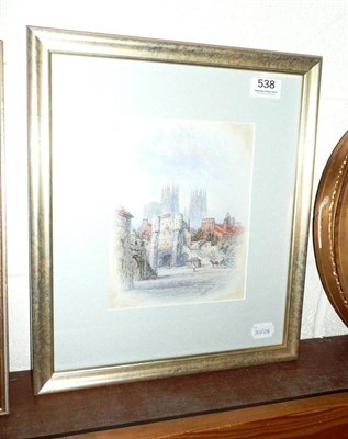 Lot 538 - Watercolour of York Minister by George Fall, unsigned