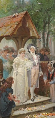 Lot 971 - Marcus Stone R.A. (1840-1921) "The Happy Bride" Signed and dated (18)87, inscribed on the...