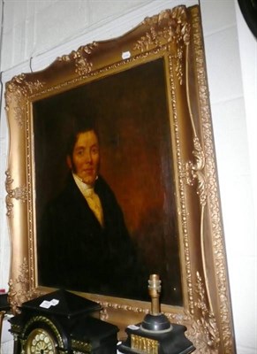 Lot 545 - Framed oil painting of a Victorian gentleman, believed to be Lord Byron