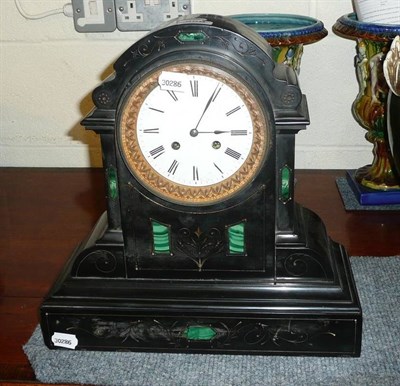 Lot 558 - Black slate mantle clock