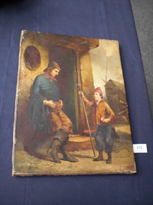 Lot 972 - J"¦Chambers (19th century) Fisherman standing beside a Cottage Door, a young boy nearby Signed and