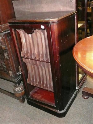 Lot 581 - Carved oak sideboard and a record cabinet