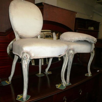 Lot 588 - Pair of  Hepplewhite parcel gilt fauteuils in the French style