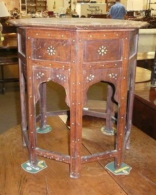 Lot 609 - An Eastern mother-of-pearl inlaid and bone occasional table and a folding table