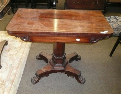 Lot 620 - A William 1V mahogany foldover card table