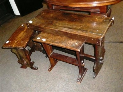 Lot 624 - Three odd graduated oak tables