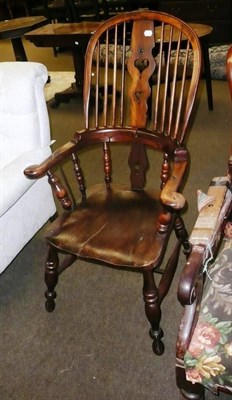 Lot 633 - A Victorian yew and elm high back Windsor chair (a.f.)