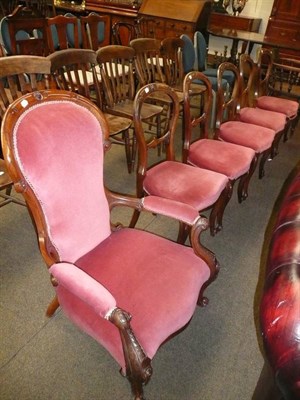 Lot 642 - Five Victorian chairs and a matching armchair