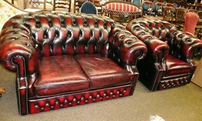 Lot 646 - Leather three piece suite