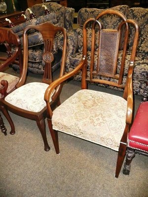 Lot 654 - Caned back armchair and mahogany dining chair (2)