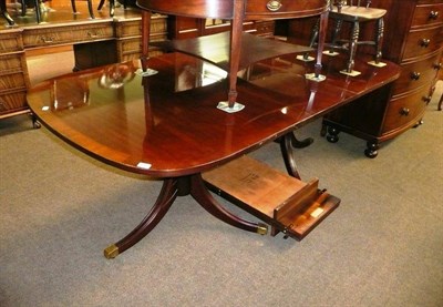 Lot 672 - Reproduction twin pedestal dining table