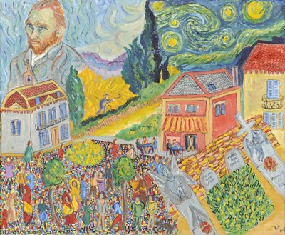 Lot 984 - Lois Bygrave (1915-1996) Homage to Van Gogh and Chagall  Signed, oil on board, 43.5cm by 53cm...