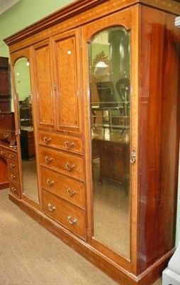 Lot 692 - Edwardian inlaid two piece bedroom suite comprising wardrobe and dressing chest