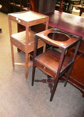 Lot 693 - Pine washstand and a mahogany bowl stand