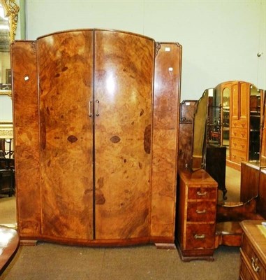 Lot 697 - Circa 1930's walnut bedroom suite including bed ends