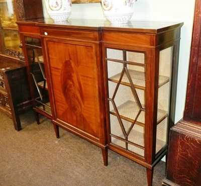 Lot 706 - Edwardian inlaid mahogany breakfront display cabinet