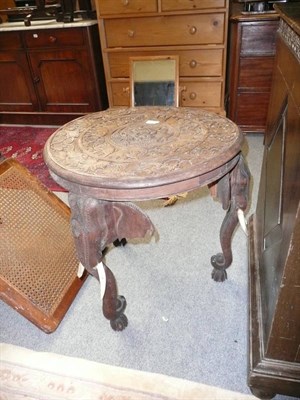 Lot 828 - Carved Indian elephant occasional table