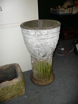 Lot 853 - Concrete urn on stand