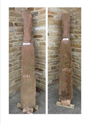 Lot 860 - A Pair of Carved Horse Head Sandstone Gate Piers, 213.5cm by 38cm by 28cm