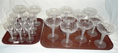 Lot 3 - Quantity of twist-stem glasses on two trays