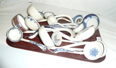 Lot 9 - Tray of Victorian china ladles