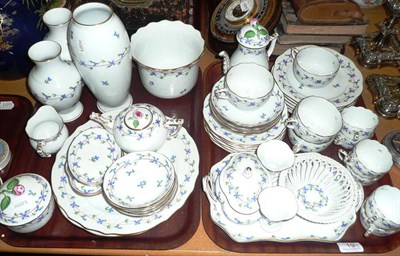 Lot 19 - A Herend blue and gilt coffee set, 'Cornflower' pattern and vases, etc on two trays