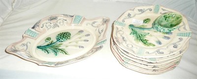 Lot 38 - Continental seven piece asparagus set including oval dish and six plates