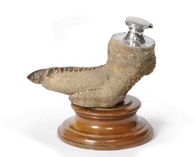 Lot 1017 - A George V Silver Mounted Cassowary Bird Foot Inkwell, Zimmerman, Birmingham 1914, with simple...