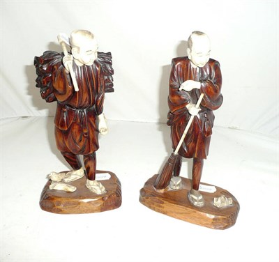 Lot 85 - Pair of Japanese ivory and boxwood figures