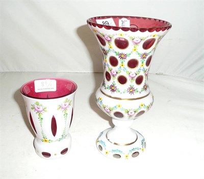 Lot 89 - Bohemian overlay vase and beaker