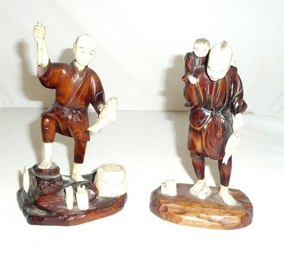Lot 91 - Two Japanese ivory and boxwood figures of fishermen