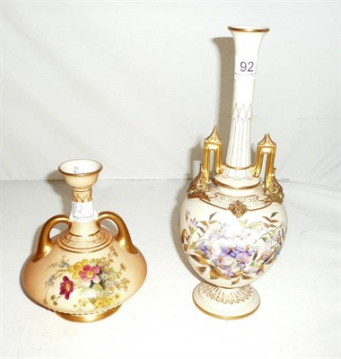 Lot 92 - Two Royal Worcester twin handled vases