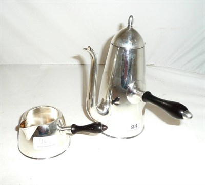 Lot 94 - American sterling chocolate pot and cream jug
