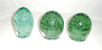 Lot 106 - Three Victorian glass dumps with bubbles