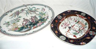 Lot 110 - Ironstone 'famille rose' meat dish and another