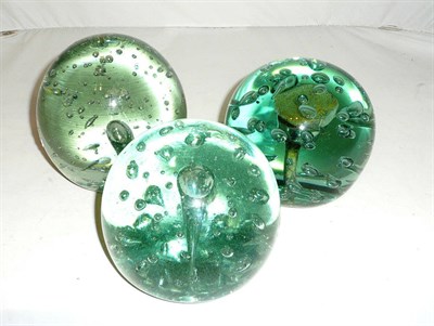 Lot 114 - Three Victorian glass dumps with bubbles