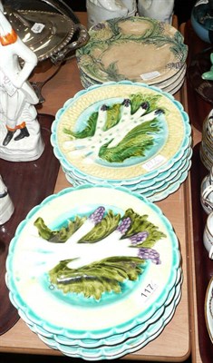 Lot 117 - Ten various French asparagus plates and four others