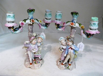 Lot 133 - Pair of late 19th/early 20th century Continental candelabra