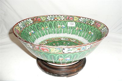 Lot 134 - A Chinese famille vert porcelain bowl on stand