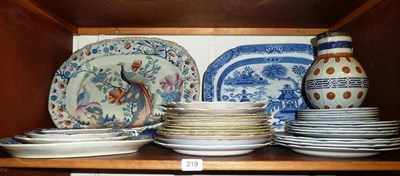 Lot 219 - Blue and white meat plates and other plates, etc