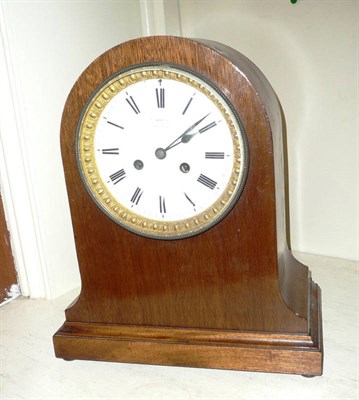 Lot 224 - Mahogany cased mantel clock with enamel dial 'King Street, Brighton'