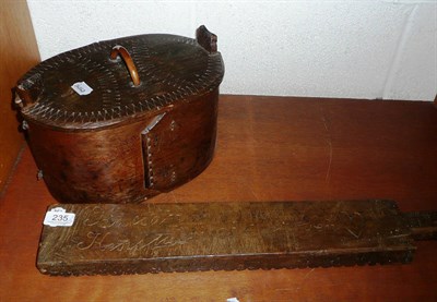 Lot 235 - Scandinavian marriage bat dated 1906 and an oval box