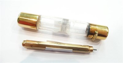 Lot 258 - A Mordan & Co. double scent bottle stamped 15ct and a Mordan & Co. 9ct gold propelling pencil (2)