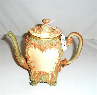 Lot 270 - A Royal Worcester blush ivory, gilt and green teapot, shape no 1373