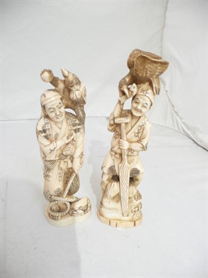 Lot 276 - Two Japanese marine ivory figures