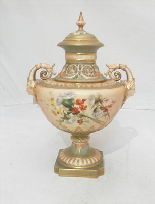 Lot 278 - A Royal Worcester twin handled vase and cover