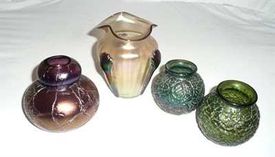 Lot 305 - Four Loetz-style vases